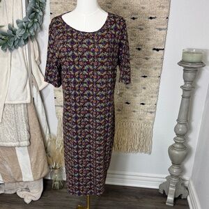 NWT LuLaRoe Julia purple and green Multicolor Geometric Midi Dress size XL